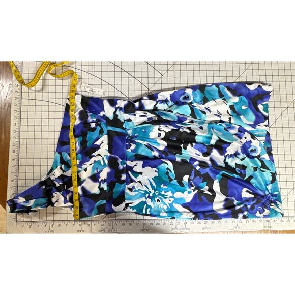 Bisou Bisou Blue Black Floral One Shoulder Wrap Dress Women 16 - Picture 9 of 10